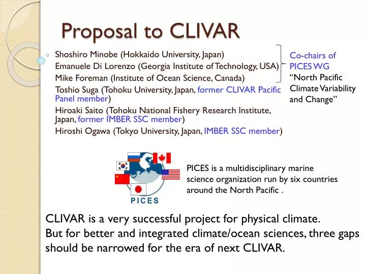 proposal to clivar