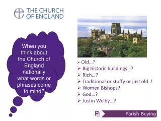 When you think about the Church of England nationally what words or phrases come to mind?