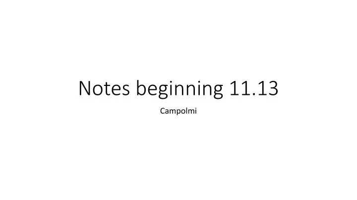 notes beginning 11 13