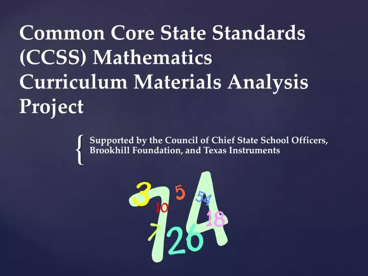common core state standards ccss mathematics curriculum materials analysis project