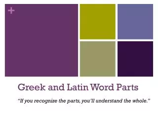 Greek and Latin Word Parts