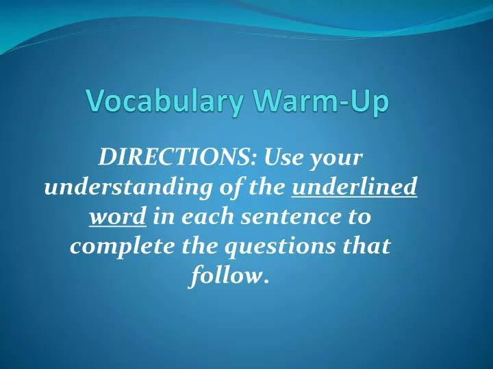 vocabulary warm up