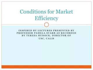 Conditions for Market Efficiency