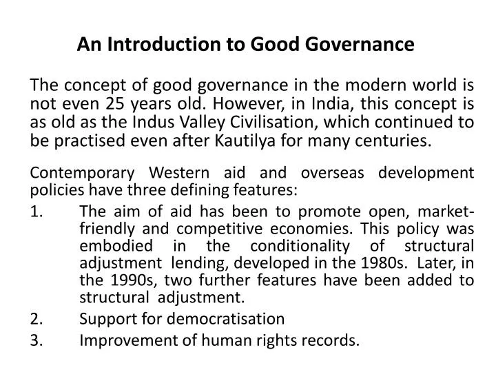 an introduction to good governance