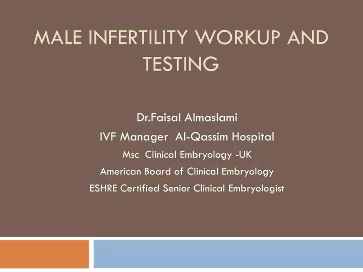 male infertility workup and testing