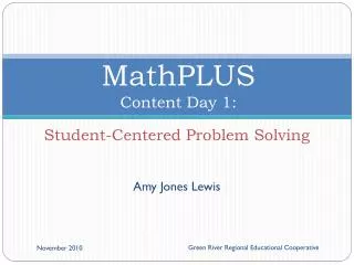 MathPLUS Content Day 1: