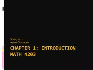 Chapter 1: Introduction Math 4203