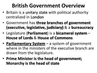 British Government Overview