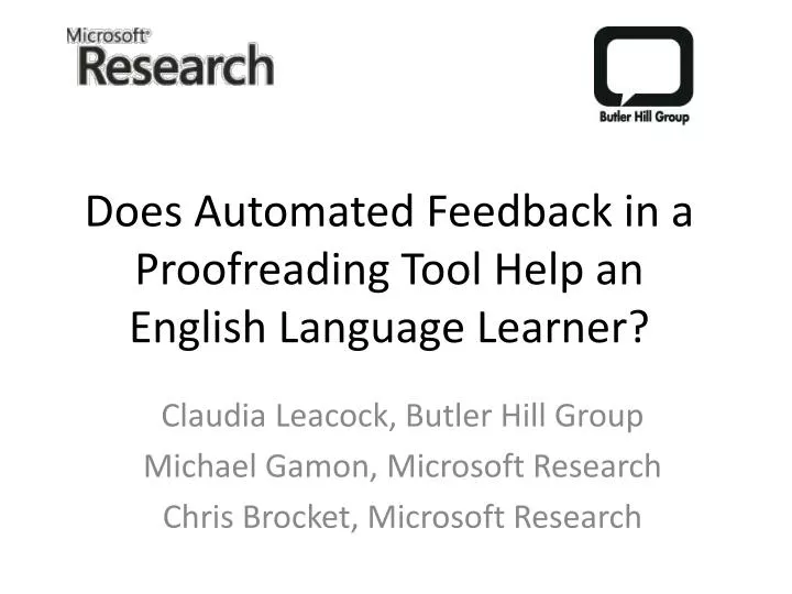 does automated feedback in a proofreading tool help an english language learner