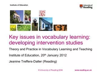 Key issues in vocabulary learning: developing intervention studies