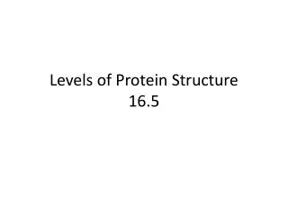 Levels of Protein Structure 16.5