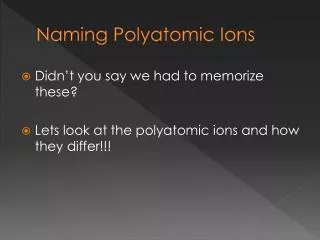 Naming Polyatomic Ions