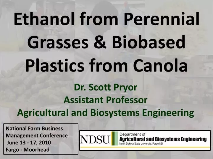 ethanol from perennial grasses biobased plastics from canola