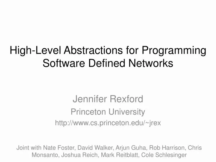 high level abstractions for programming software defined networks