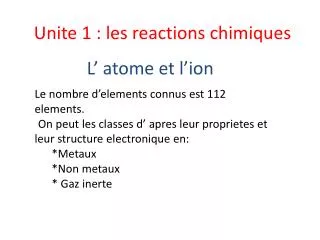 unite 1 les reactions chimiques
