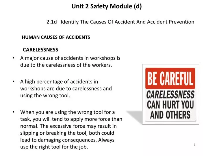 2 1d identify the causes of accident and accident prevention