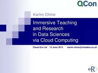 Immersive Teaching and Research in Data Sciences via Cloud Computing