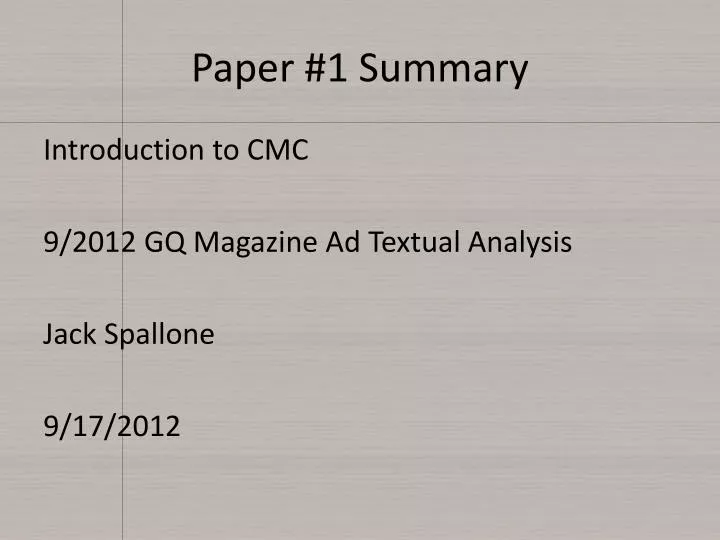 paper 1 summary