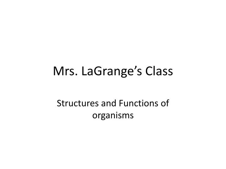 mrs lagrange s class