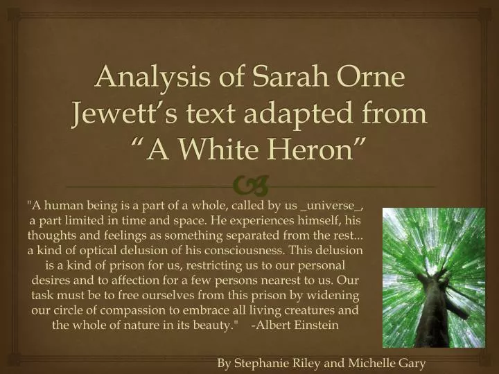 analysis of sarah orne jewett s text adapted from a white heron