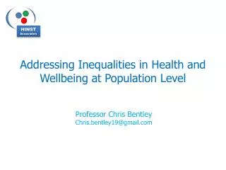 Addressing Inequalities in Health and Wellbeing at Population Level