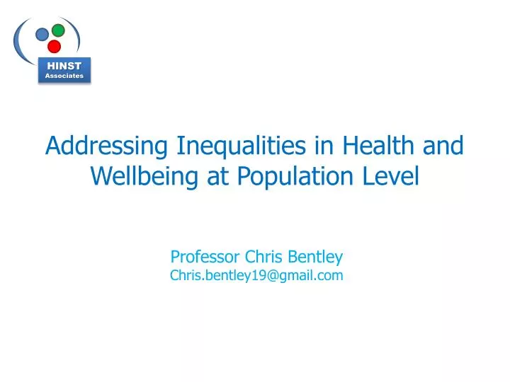 addressing inequalities in health and wellbeing at population level
