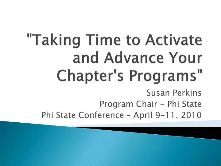 taking time to activate and advance your chapter s programs