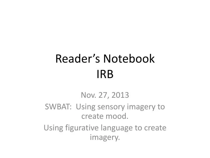 reader s notebook irb