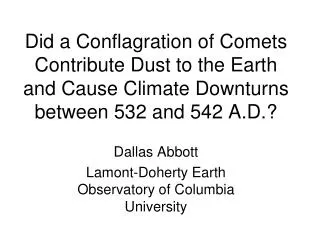 Dallas Abbott Lamont-Doherty Earth Observatory of Columbia University