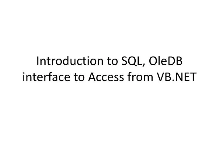 introduction to sql oledb interface to access from vb net