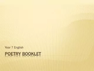 Poetry booklet