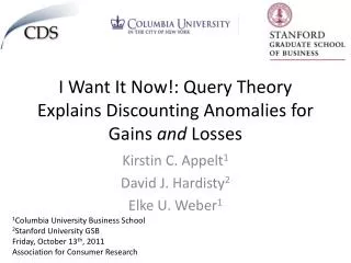 I Want It Now!: Query Theory Explains Discounting Anomalies for Gains and Losses