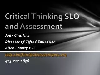 Critical Thinking SLO and Assessment