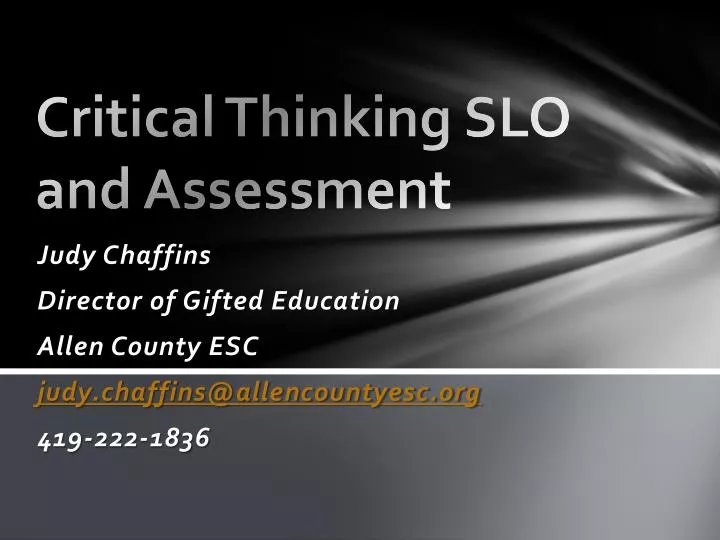 critical thinking slo and assessment