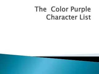 The Color Purple Character List