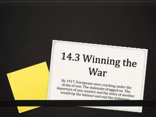 14.3 Winning the War