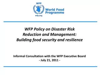 wfp policy on disaster risk reduction and management building food security and resilience
