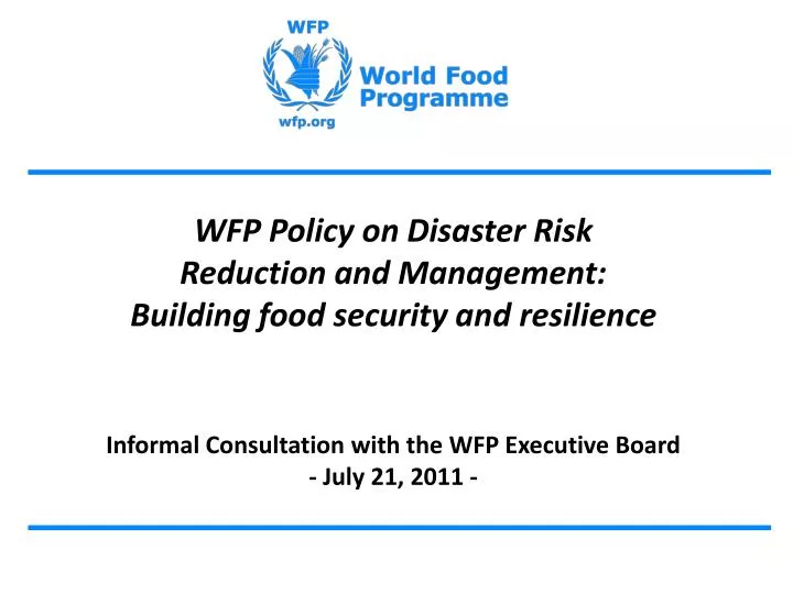 wfp policy on disaster risk reduction and management building food security and resilience