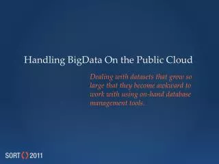 Handling BigData On the Public Cloud