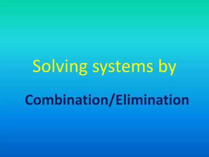 solving systems by
