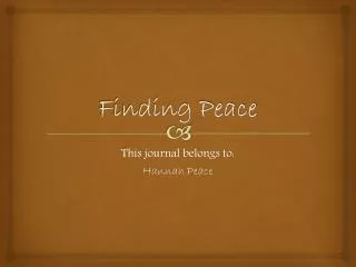 Finding Peace