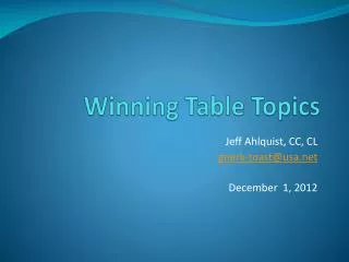 Winning Table Topics