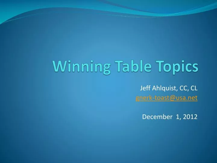 Ppt Winning Table Topics Powerpoint