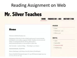 Reading Assignment on Web