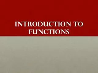 Introduction To Functions