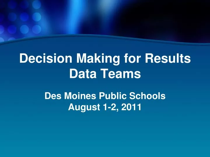 decision making for results data teams