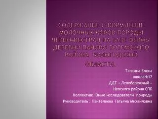 Тяпкина Елена школа№17 ДДТ « Левобережный » Невского района СПБ