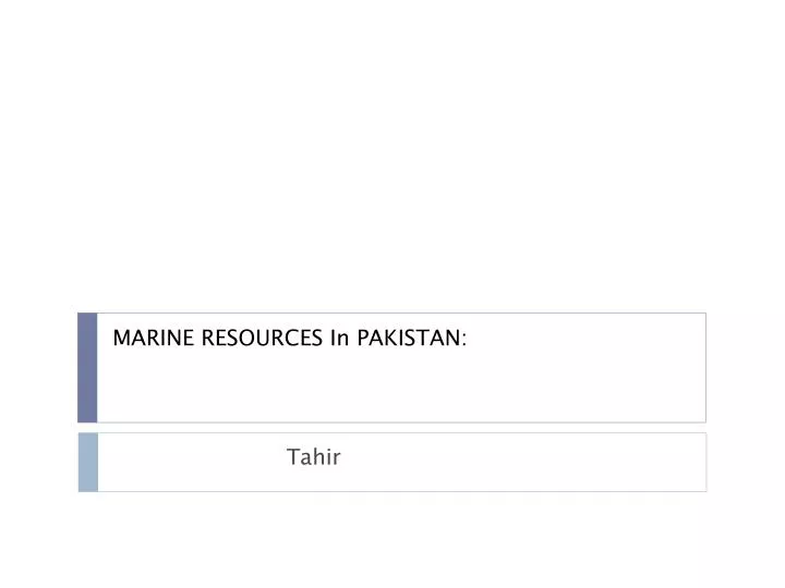 marine resources in pakistan