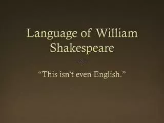 Language of William Shakespeare