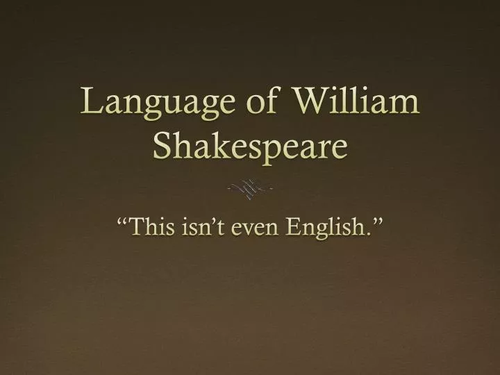 language of william shakespeare